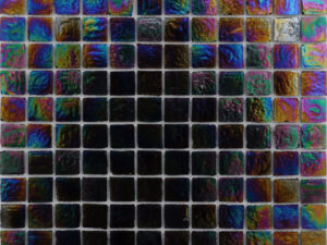 Gloss Black Rainbow Glass Mosaic 25x25mm. 32394