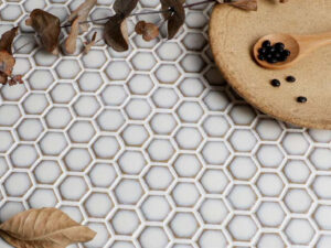 Gloss Braille Ivory Hexagon Mosaic 23x23mm. 33975