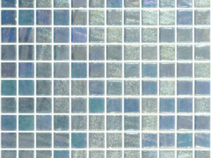 Gloss Auroroa Silver Blue Glass Mosaic 25x25mm. 34798