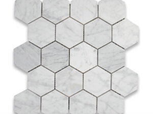 Honed Carrara Marble Hexagon 48x48mm. 103473