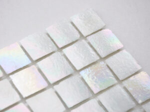 Gloss Polar White Glass Mosaic 20x20mm. 103485