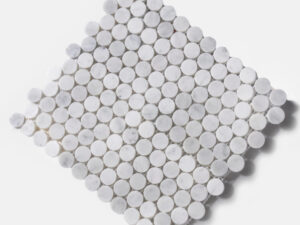 Honed Carrara Marble Penny Round Mosaic 19mm. 103492
