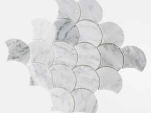 Honed Carrrara Marble Rain Drop Mosaic 55mm. 103493